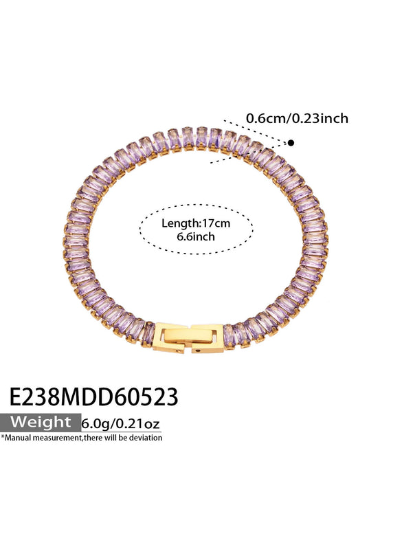 Wholesale Stainless Steel Electroplated Inlaid With Colored Zircon Bracelets And Necklaces For Women