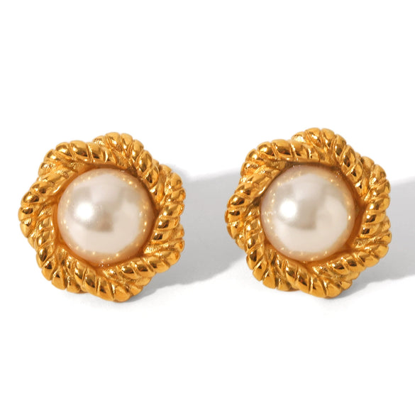 Wholesale Stainless Steel Electroplated Ins Style Geometric And Flower Pattern Women's Earrings