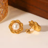Wholesale Stainless Steel Electroplated Ins Style Geometric And Flower Pattern Women's Earrings