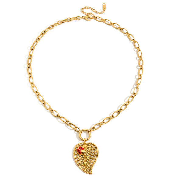 Wholesale Stainless Steel Electroplated Insect Shape Pendant Necklace For Women