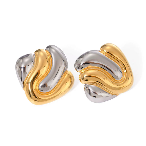 Wholesale Stainless Steel Electroplated Irregular Bump Earrings Geometric Style For Women