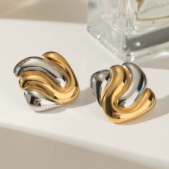 Wholesale Stainless Steel Electroplated Irregular Bump Earrings Geometric Style For Women