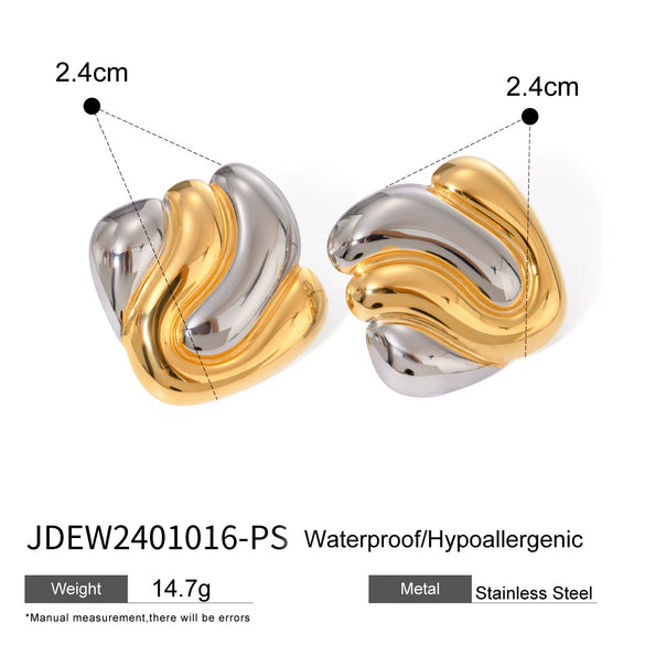 Wholesale Stainless Steel Electroplated Irregular Bump Earrings Geometric Style For Women