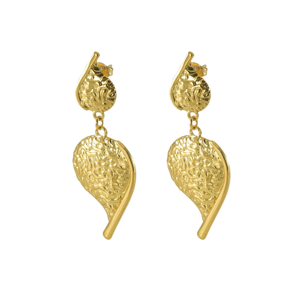 Wholesale Stainless Steel Electroplated Irregular Leaves Midlength Women's Earrings In Middle Ancient Vintage Style