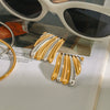 Wholesale Stainless Steel Electroplated Irregular Pleated Wave Design Earrings With Gold And Silver Color Matching Original And Geometric Style