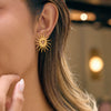 Wholesale Stainless Steel Electroplated 18K Gold Cut Out Heart And Flower Earrings For Women