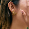 Wholesale Stainless Steel Electroplated 18K Gold Cut Out Heart And Flower Earrings For Women