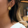 Wholesale Stainless Steel Electroplated 18K Gold Cut Out Heart And Flower Earrings For Women