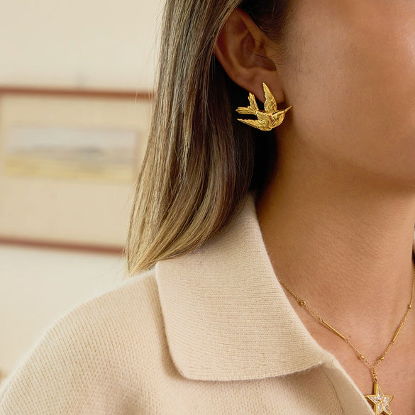 Wholesale Stainless Steel Electroplated 18K Gold Geometric Animal Shape Women's Earrings