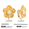 Wholesale Stainless Steel Electroplated 18K Gold Geometric Flower Pearls Ear Clips For Women
