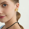 Wholesale Stainless Steel Electroplated 18K Gold Geometric Flower Pearls Ear Clips For Women