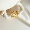 Wholesale Stainless Steel Electroplated 18K Gold Geometric Sunflower Ring For Women Stylish Unique