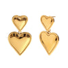 Wholesale Stainless Steel Electroplated 18K Gold Heart Doublelayer Love Pendant Earrings For Women
