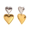Wholesale Stainless Steel Electroplated 18K Gold Heart Doublelayer Love Pendant Earrings For Women