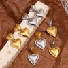 Wholesale Stainless Steel Electroplated 18K Gold Heart Doublelayer Love Pendant Earrings For Women