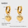 Wholesale Stainless Steel Electroplated 18K Gold Heart Shape Pendant Earrings For Women Retro Ins Style Minimalist