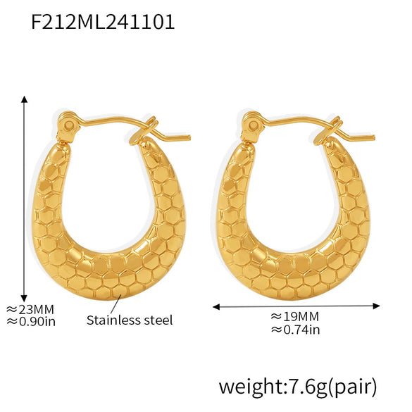 Wholesale Stainless Steel Electroplated 18K Real Gold Color U Shaped Geometric Women's Earrings