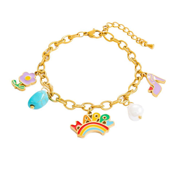 Wholesale Stainless Steel Electroplated 18K Real Gold Fruitshaped Diy Bracelet And Pendant Hand Jewelry For Women
