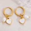 Wholesale Stainless Steel Electroplated 18K Real Gold Heart Shape And Insect Pattern Earrings For Women