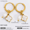 Wholesale Stainless Steel Electroplated 18K Real Gold Heart Shape And Insect Pattern Earrings For Women