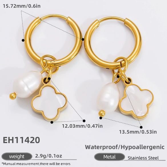 Wholesale Stainless Steel Electroplated 18K Real Gold Heart Shape And Insect Pattern Earrings For Women