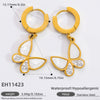 Wholesale Stainless Steel Electroplated 18K Real Gold Heart Shape And Insect Pattern Earrings For Women