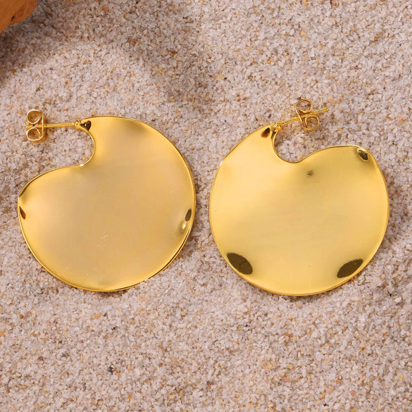 Wholesale Stainless Steel Electroplated 18K Real Gold Irregular Geometric Solid Earrings Combination For Women