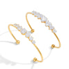 Wholesale Stainless Steel Electroplated 18K White Geometric Heart Zircon Open Bracelet For Women