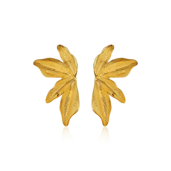 Wholesale Stainless Steel Electroplated Leaf And Flower Earrings For Women