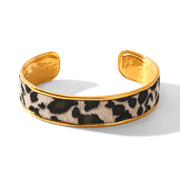Wholesale Stainless Steel Electroplated Leopard Print Geometric Bracelet Jewelry