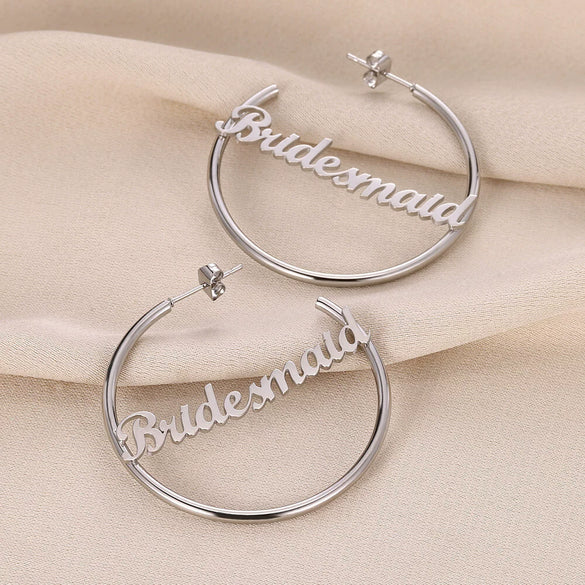 Wholesale Stainless Steel Electroplated Letters Numbers Text Round Earrings For Women