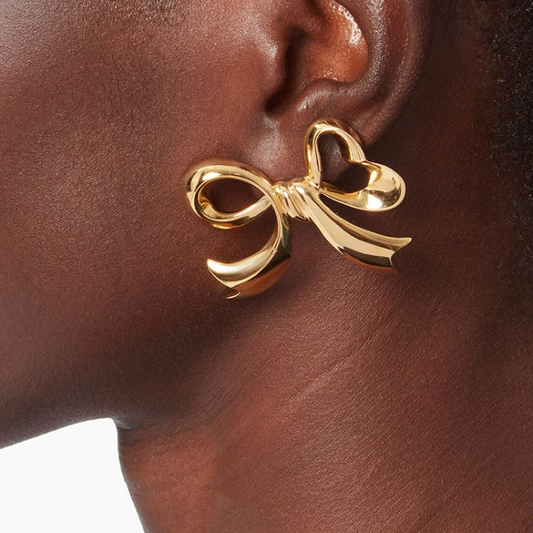 Wholesale Stainless Steel Electroplated Love Bow Earrings For Women Quiet Fashion Design