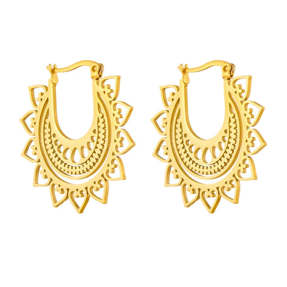 Wholesale Stainless Steel Electroplated Love Geometric Hollow Crochet Earrings For Women