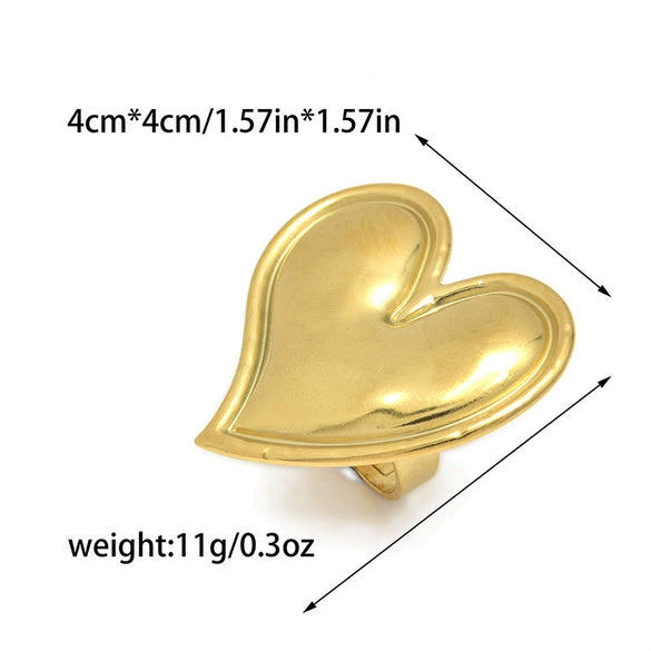 Wholesale Stainless Steel Electroplated Love Opening Heart Shape Ring Jewelry