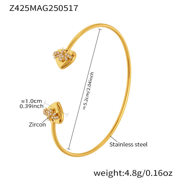 Wholesale 316L Stainless Steel Electroplated Love Rose Geometric Fashion Women's Bracelet