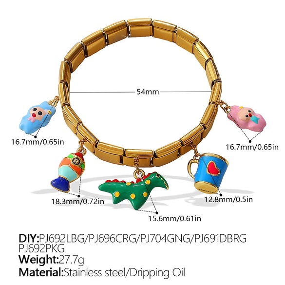 Wholesale 316L Stainless Steel Electroplated Multielement Cartoon Oil Drop Pendant Bracelet Jewelry For Women