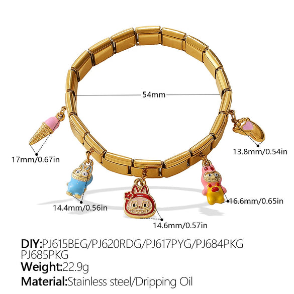 Wholesale 316L Stainless Steel Electroplated Multielement Cartoon Oil Drop Pendant Bracelet Jewelry For Women