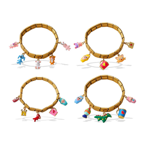 Wholesale 316L Stainless Steel Electroplated Multielement Cartoon Oil Drop Pendant Bracelet Jewelry For Women