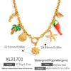 Wholesale Stainless Steel Electroplated Necklace With Animal Zodiac Fruit Leaf Patterns For Women