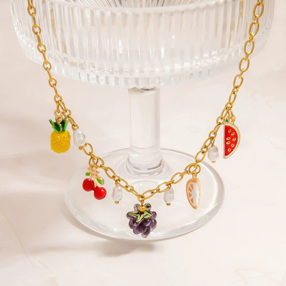 Wholesale Stainless Steel Electroplated Necklace With Heart Shape Fruit Flower Bow Animal Zodiac Pendant For Women