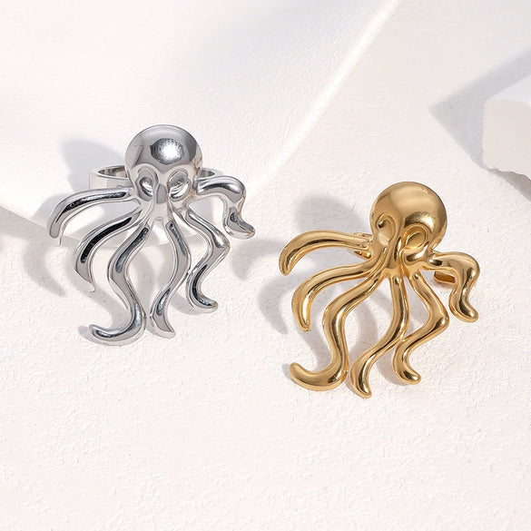 Wholesale Stainless Steel Electroplated Octopus Open Ring Bracelet For Women