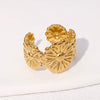 Wholesale Stainless Steel Electroplated Open Ring And Bracelet For Women With Flower Design