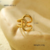 Wholesale Stainless Steel Electroplated Opening Ring Jewelry With Line Winding Texture And Light Luxury Style For Women