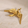 Wholesale Stainless Steel Electroplated Peace Dove Retro Brooch Women's Jewelry