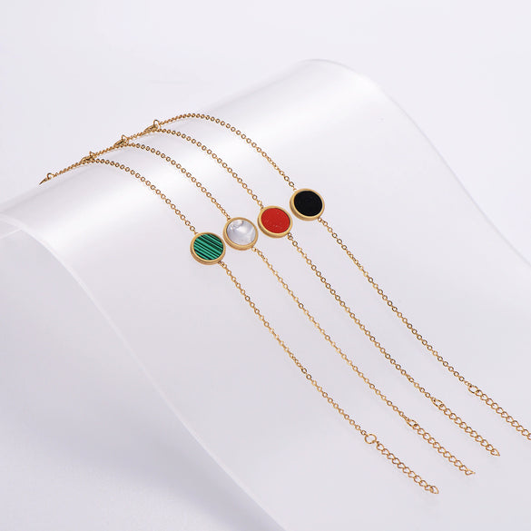 Wholesale Stainless Steel Electroplated Plant Flowers Pattern Round Stud Earrings Bracelet Necklace Threepiece Set For Women