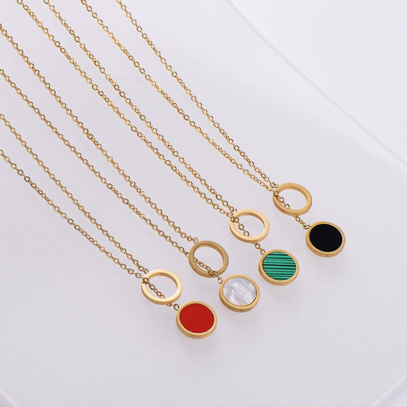 Wholesale Stainless Steel Electroplated Plant Flowers Pattern Round Stud Earrings Bracelet Necklace Threepiece Set For Women