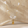 Wholesale Stainless Steel Electroplated Round Beads Water Drop Pendant Necklace For Women