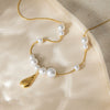 Wholesale Stainless Steel Electroplated Round Beads Water Drop Pendant Necklace For Women