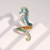 Wholesale Stainless Steel Electroplated Seahorse Open Ring For Women Simple Animal Style Jewelry