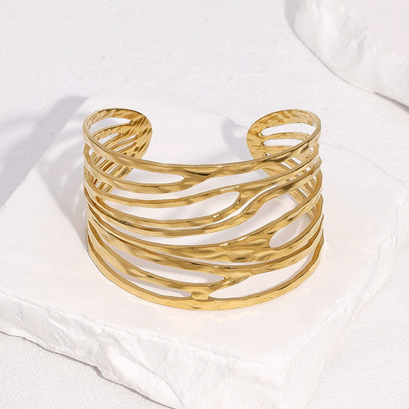 Wholesale Stainless Steel Electroplated Simple Geometric Open Bracelet Jewelry